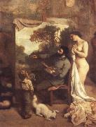 Gustave Courbet Das Atelier.Ausschnitt:Der Maler France oil painting artist